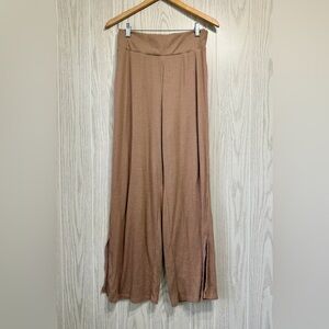 Abercrombie & Fitch Brushed Rib Wide Leg Sweatpant Taupe Size L EUC